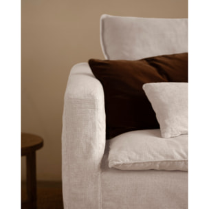 Módulo de algodón y lino con reposabrazos derecho desenfundable tono blanco de 97x96cm Alto: 99 Largo: 97 Ancho: 96