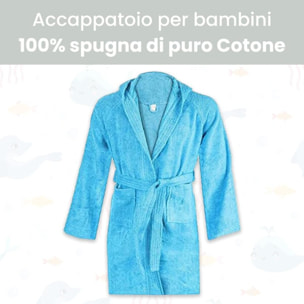 INTRECCI Accappatoio Bambino e Bambina, Accappatoio Spugna di Cotone, Assorbente, Morbido, per Pelli Sensibili, Certificato Oeko-Tex.