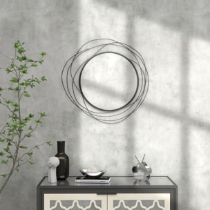 Miroir rond design moderne Ø 65 cm métal filaire noir