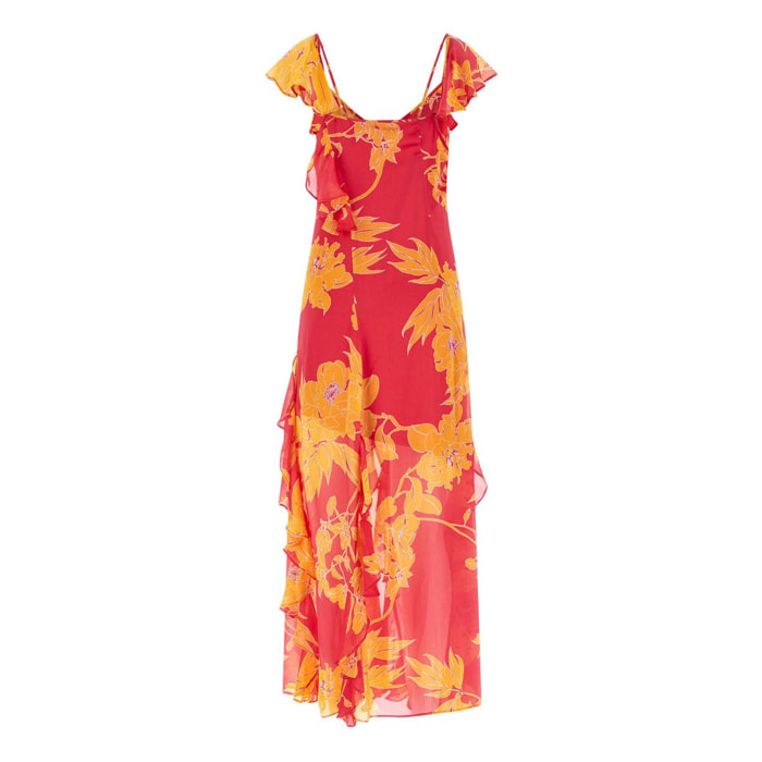 Robe Maxi - coupe maxi - rouge et orange