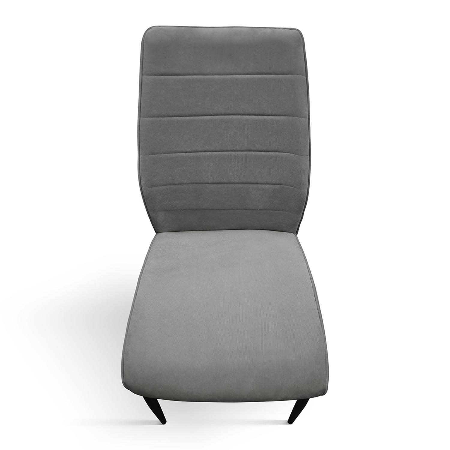 Set di 4 sedie LUBIANA in tessuto grigio e gambe in metallo nero opaco