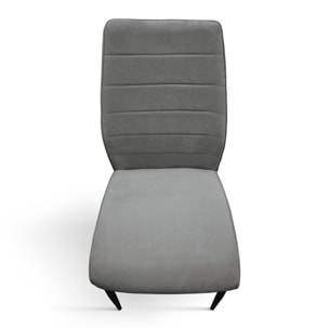 Set di 4 sedie LUBIANA in tessuto grigio e gambe in metallo nero opaco