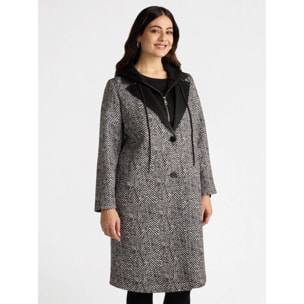 Fiorella Rubino - Cappotto in scuba con cappuccio - Nero