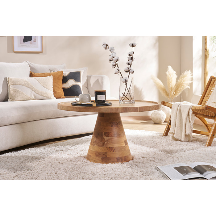 Table basse ronde en bois massif D80 cm MATERA