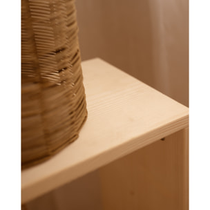 Estanteria de madera maciza en tono natural con 1 estante Alto: 74 Largo: 40 Ancho: 20