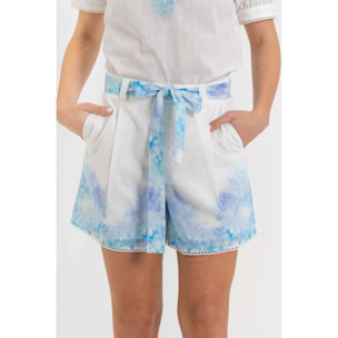 Kocca - Shorts da donna 100% cotone con cintura e stampa floreale Donna
