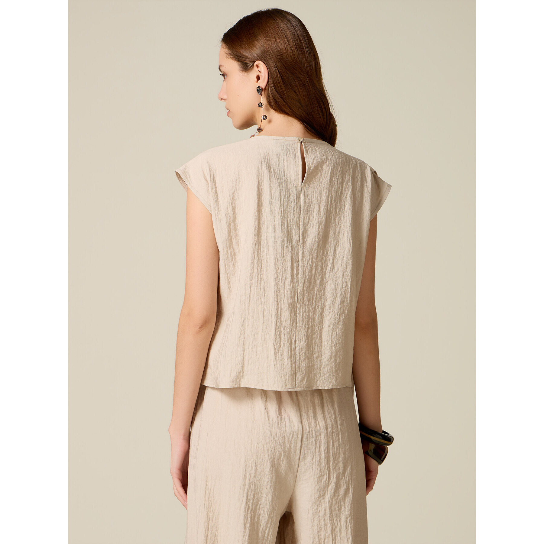 Oltre - Blusa in misto viscosa con drappeggio - Beige