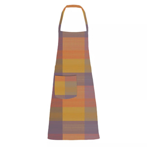 Tablier pur coton enduit motif jacquard violet Mille ecossais velvet