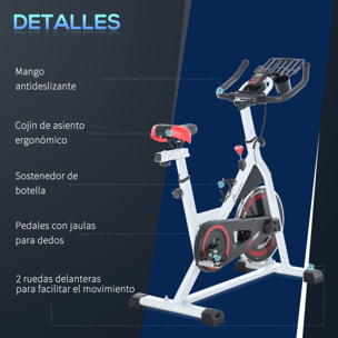 Bicicleta Estática Bicicleta de Fitness Pantalla LCD Carga 100kg Acero Blanco