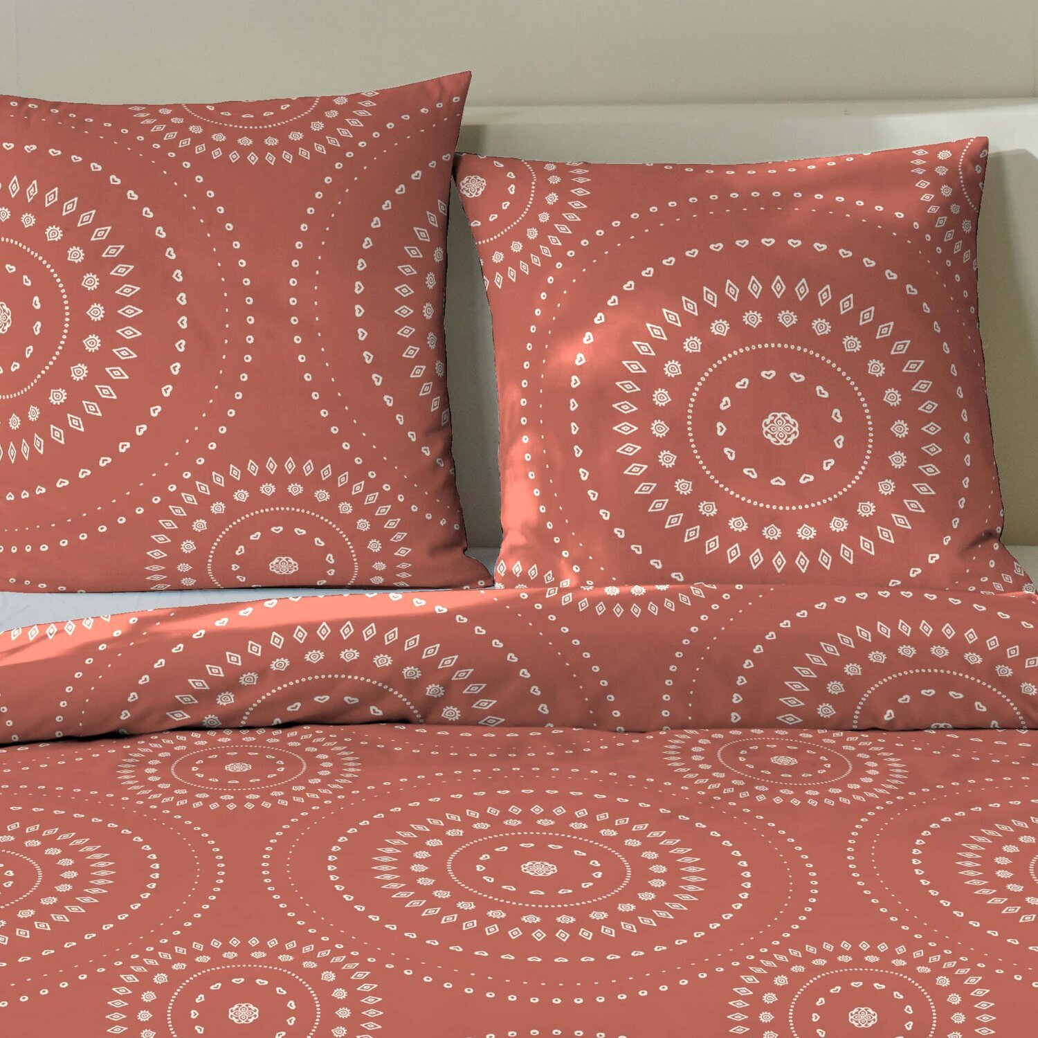 Parure housse de couette coton orange
