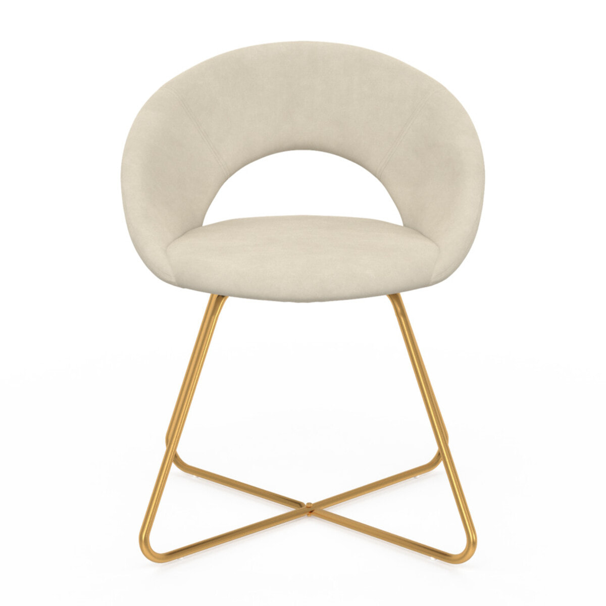 Chaises Malone velours crème pieds dorés - lot de 2