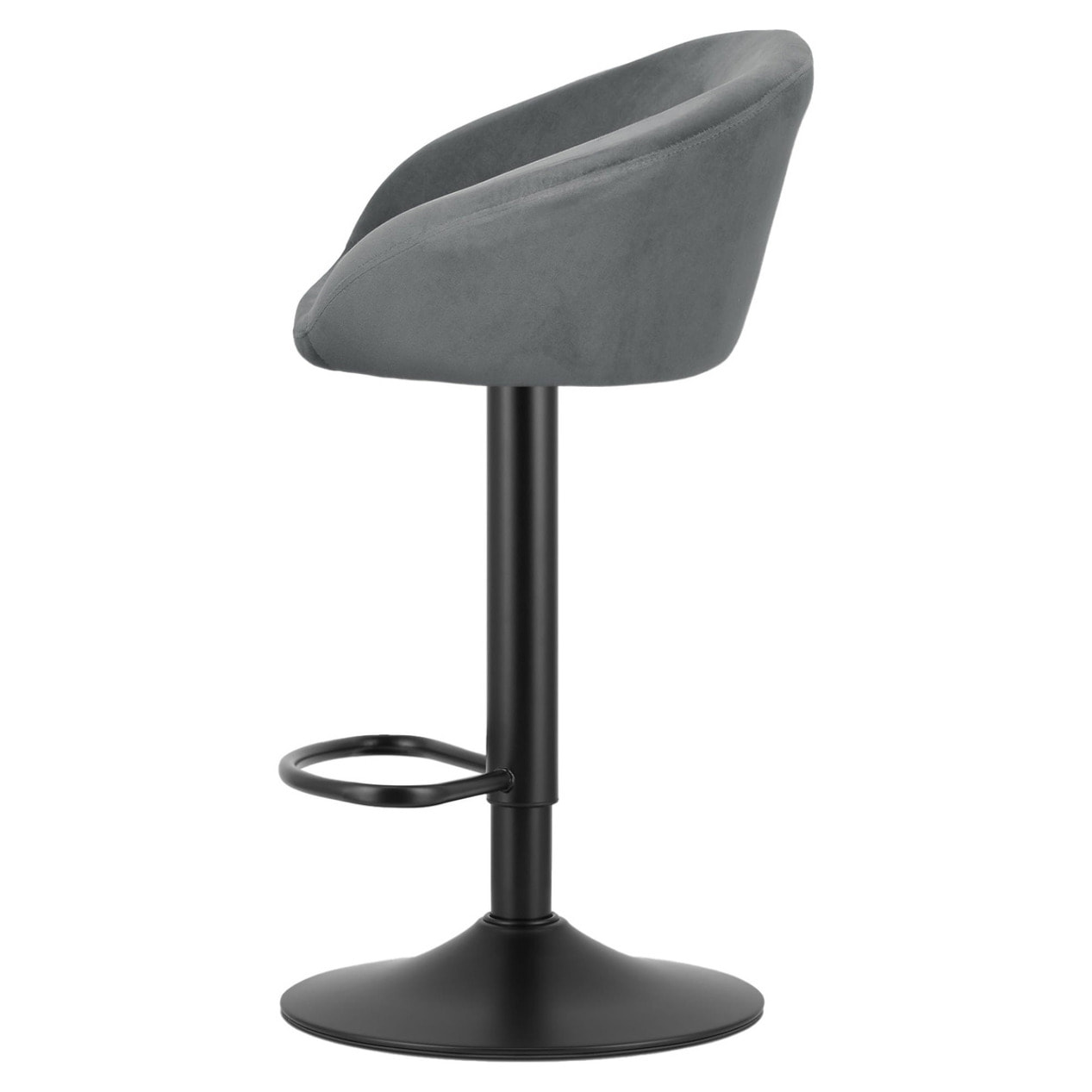 Sgabello bar East in velluto grigio con base nera