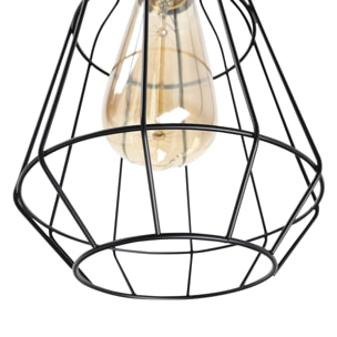 Lampadaire design industriel 3 ampoules max. 40 W abat-jour cage métal noir