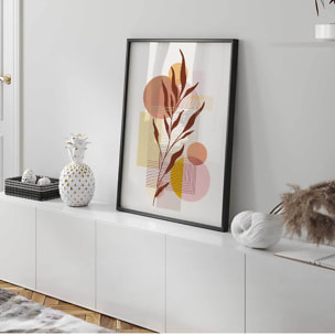 Affiche encadrée végétale géométrique tons terre Affiche + cadre en métal - Noir