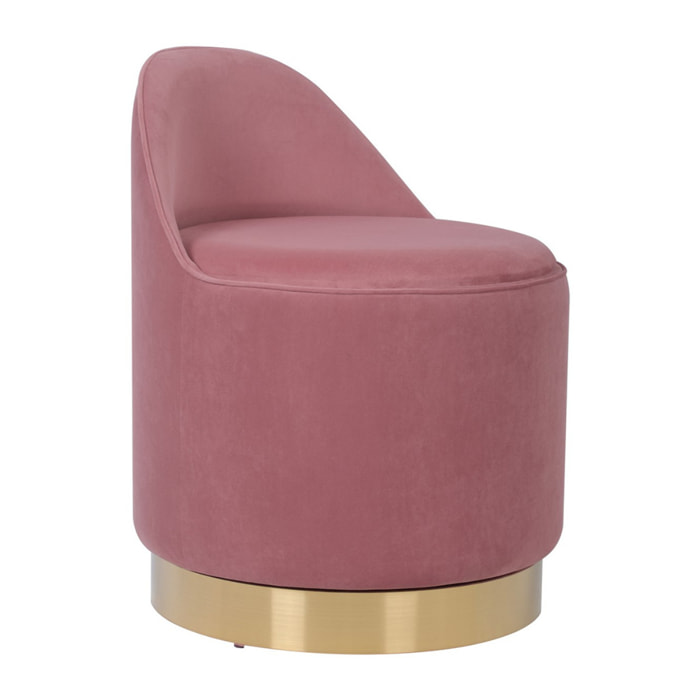Pouf Girevole Viktor in Velluto Rosa Antico