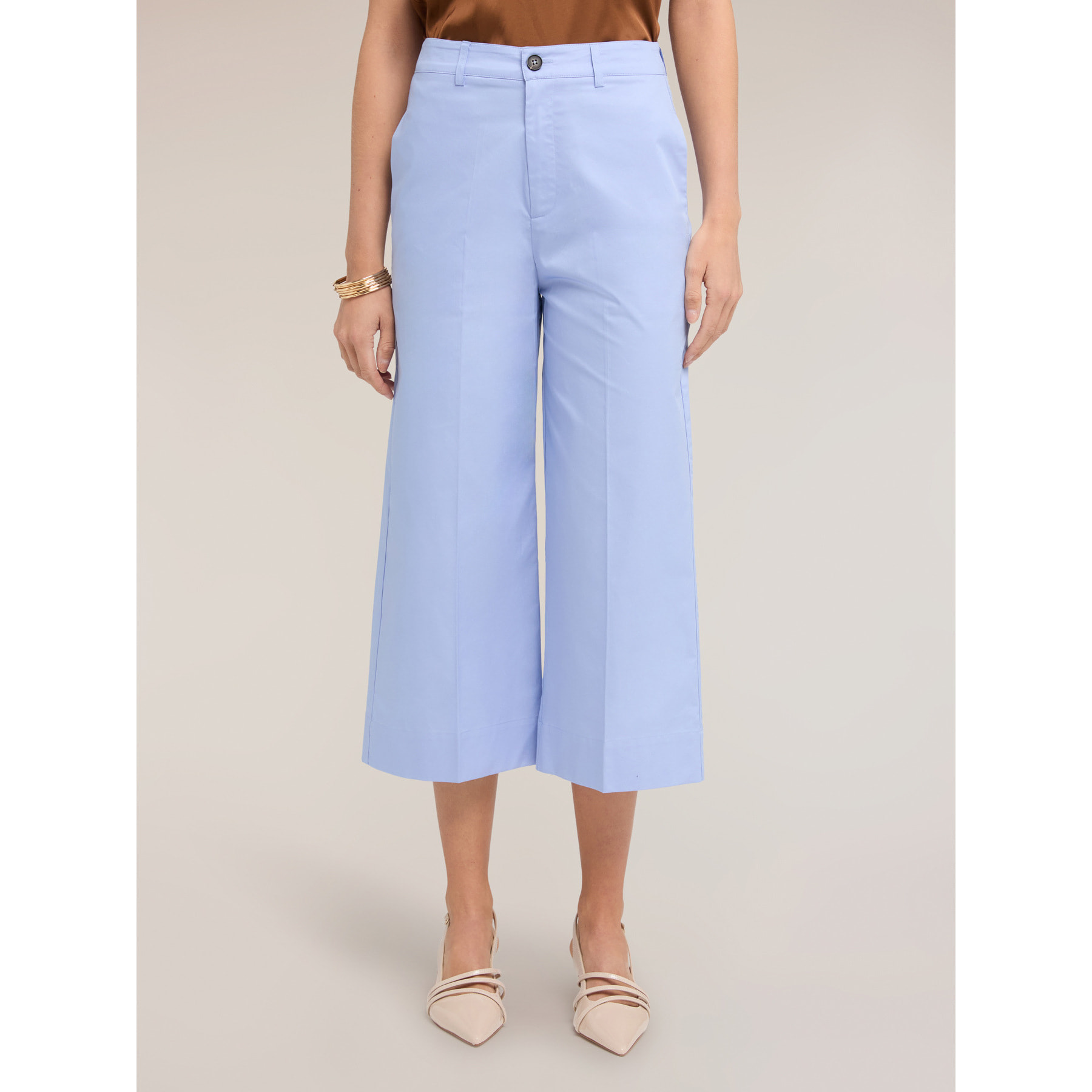 Motivi - Pantaloni cropped in tela misto cotone - Azzurro