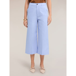 Motivi - Pantaloni cropped in tela misto cotone - Azzurro