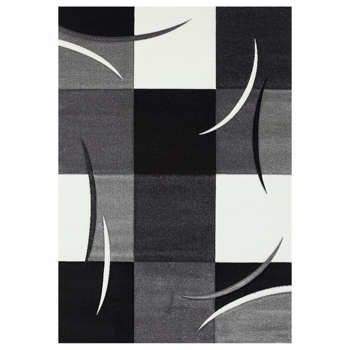 tapis entrée 60x110 tissé gris rectangle motif géométrique ABSTRATA