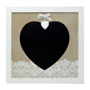 Lavagna in legno elegancia con cuore quadro cm30x30x1,5