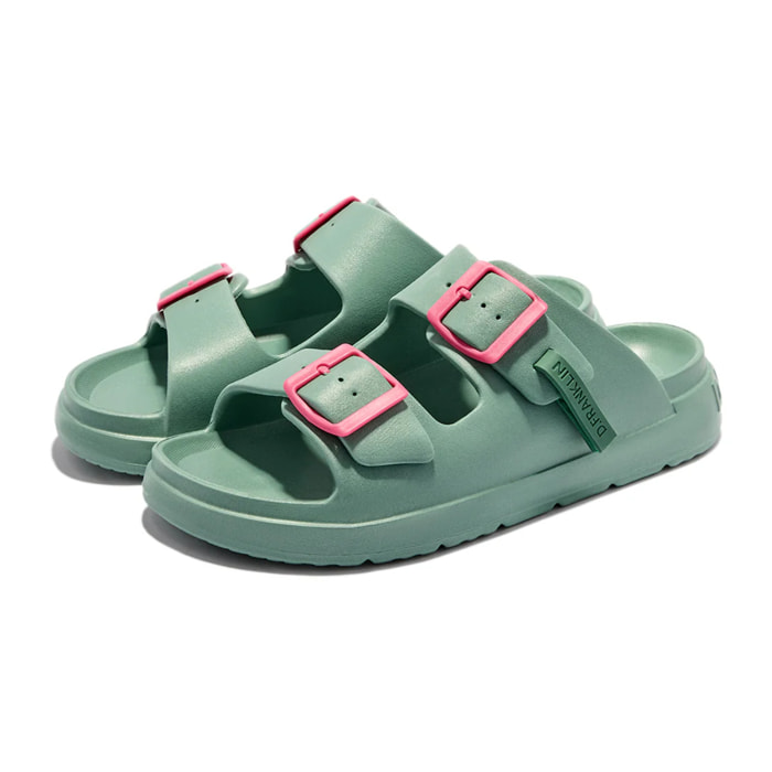 Sandalias Abiertas de Mujer Hebilla Ajustable Vibe Azul Celeste