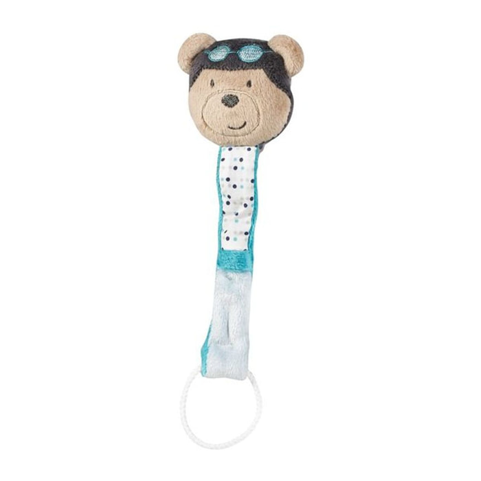 Attache-tétine bébé en coton ours