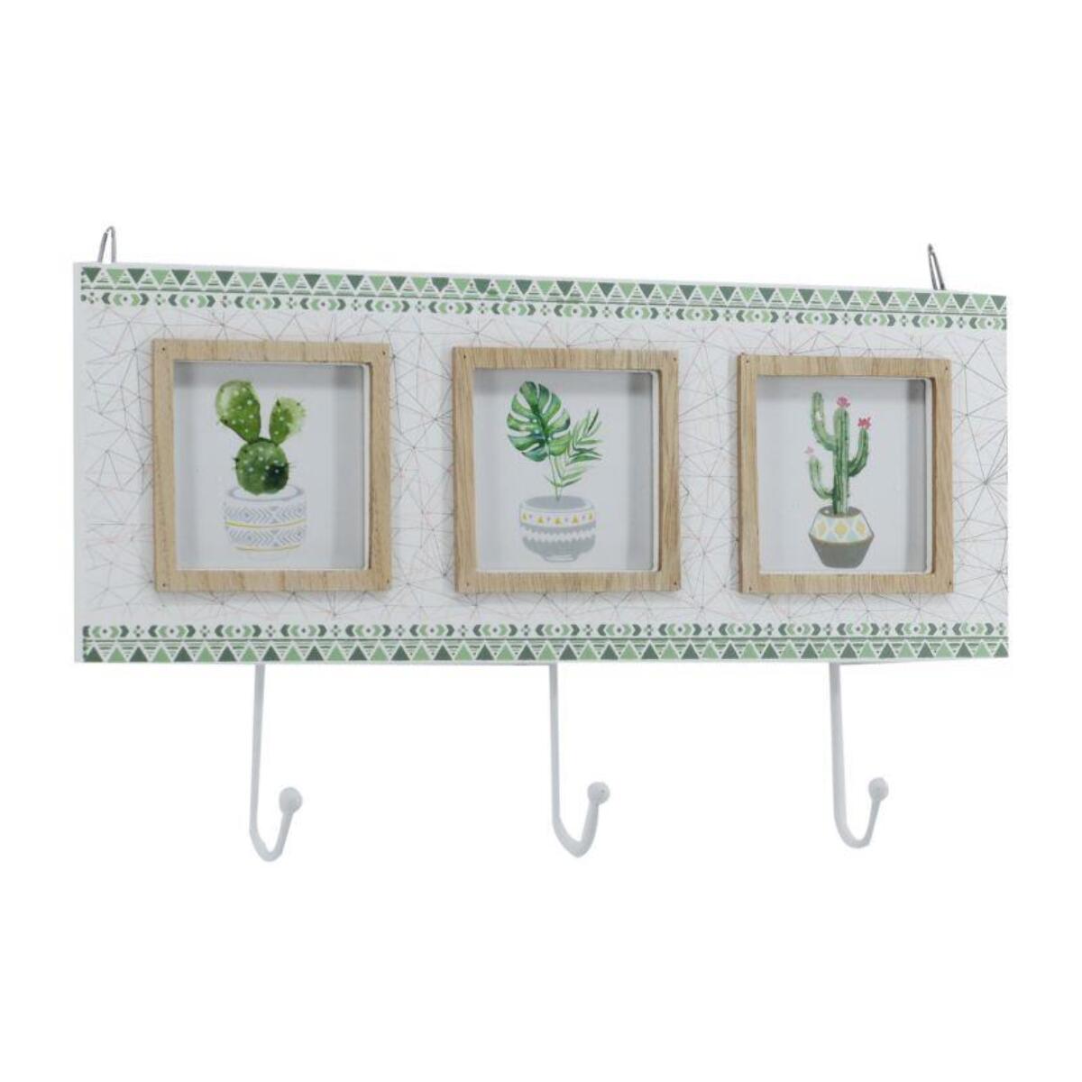 Portafoto da muro in legno con cactus multiplo 3 foto con appendino 3 posti cm34x19,5x3,5
