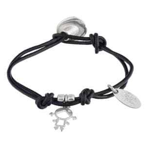 Pulsera cuero charm niña plata zamak