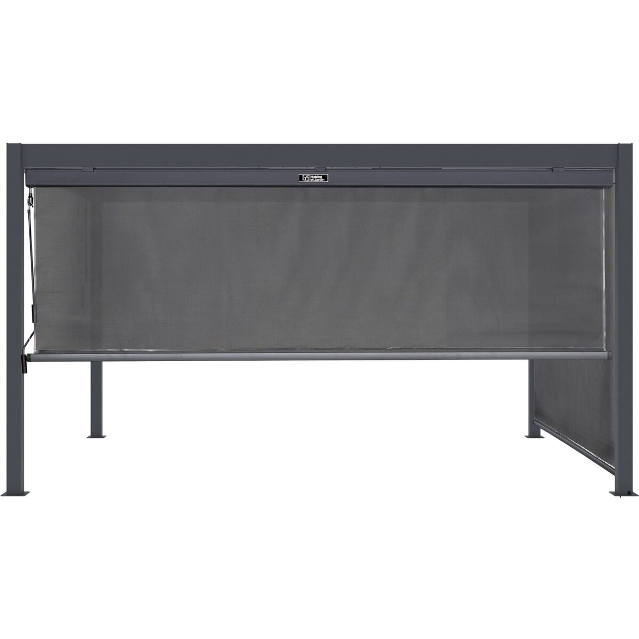Pergola bioclimatique avec 2 stores en aluminium "Windsor" - 3 x 4 m - Gris