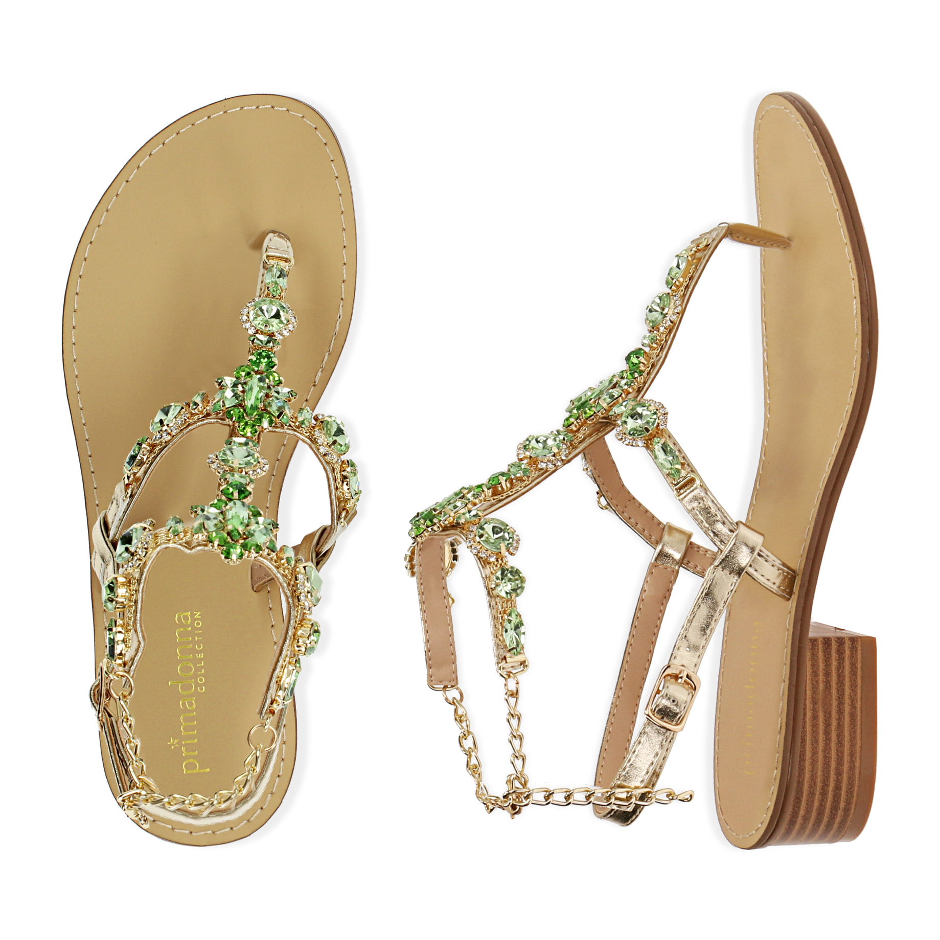 Sandalias joya laminadas oro