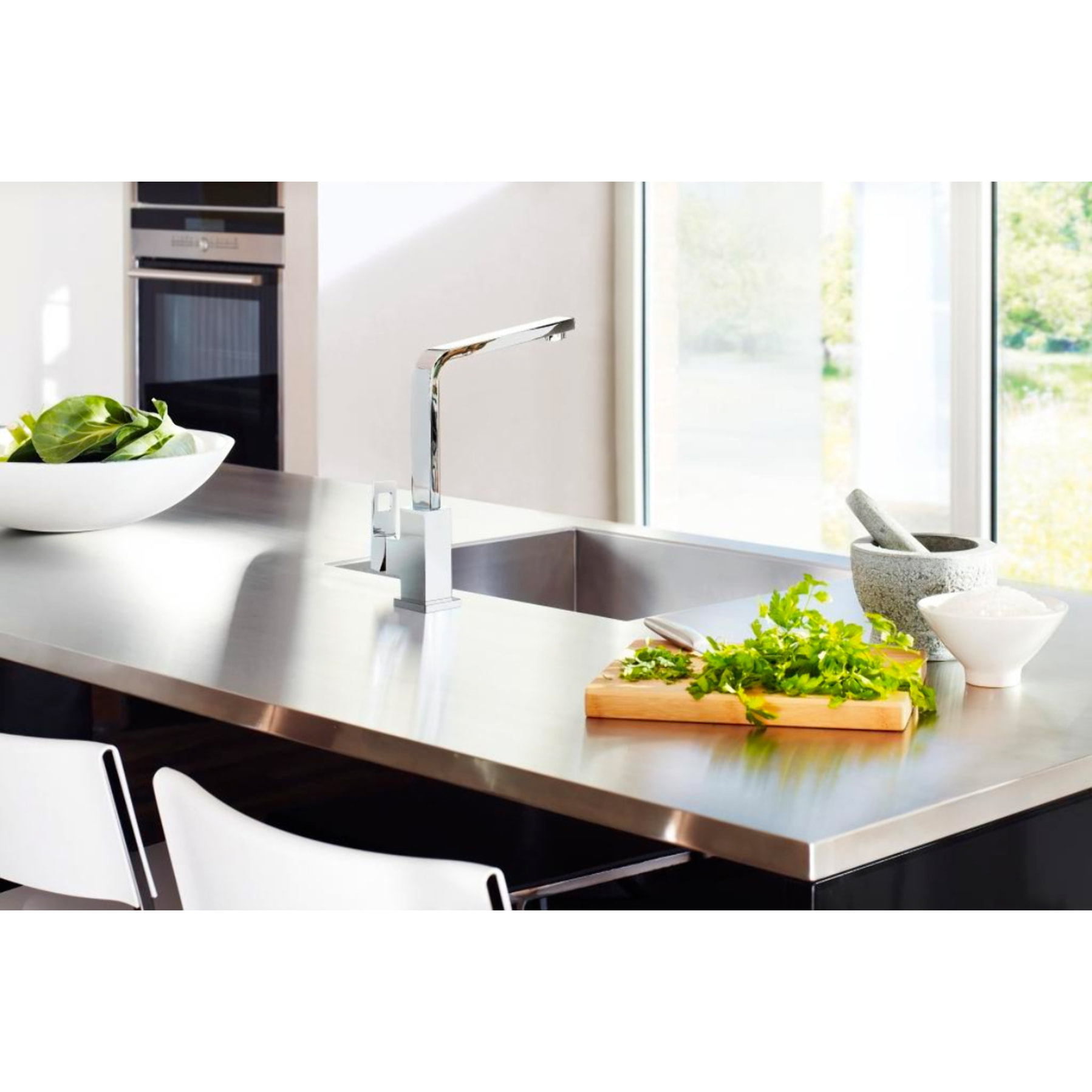 Mitigeur monocommande évier bec haut Eurocube, bec haut, chromé