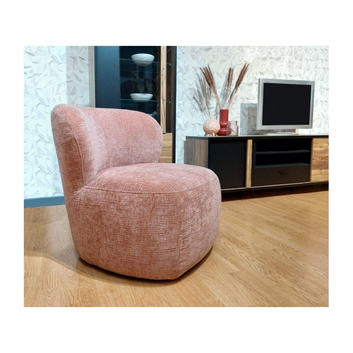 Fauteuil bas arrondi et enveloppant en tissu - 6 variations - BERRY