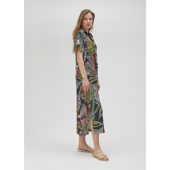 Vestito chemisier stampa tropicale