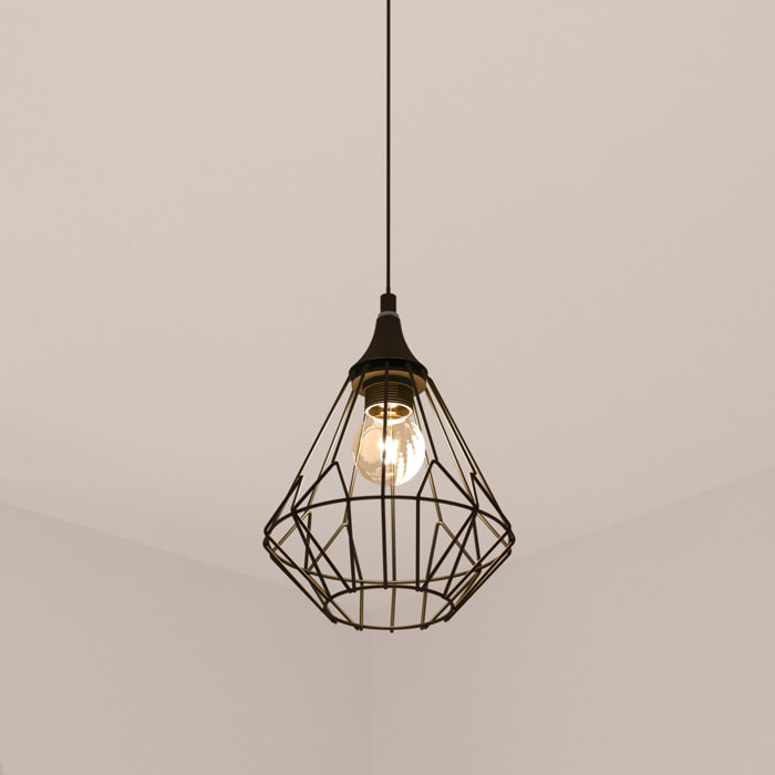Suspension filaire "Flave" métal noir D19cm