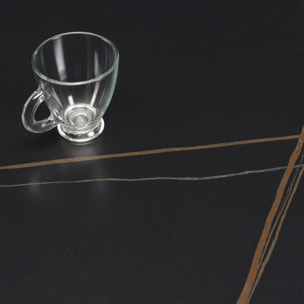 ICARE - Ensemble n°2: table bistrot 70x70cm en céramique marbré noir