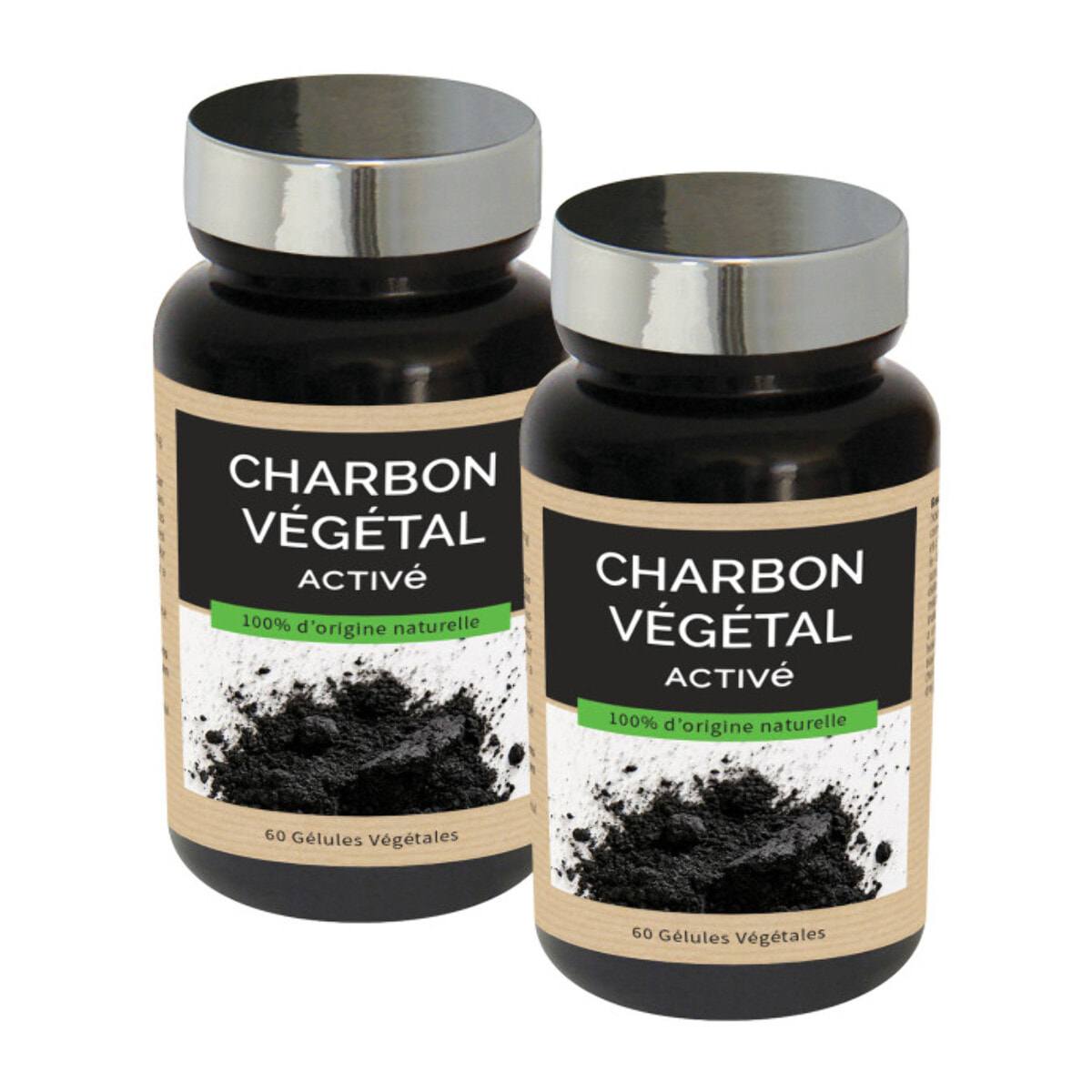 NUTRI EXPERT - Charbon végétal activé - Aide à détoxifier et assainir l'organisme - Apaise les sensations de ballonnements et flatulences - Vegan - Extraits de plantes - Lot de 2 produits