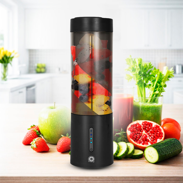 Batidora portátil HD-08 de 450 ml con potente motor de 240W, con batería recargable de 4000mAh.