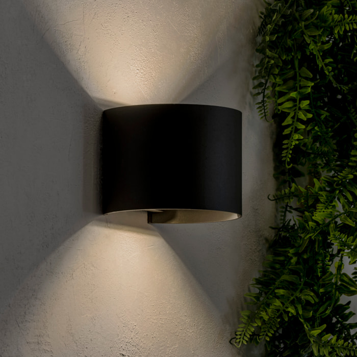 Forlight Axis Round aplique exterior en forma oval con led en blanco cálido 3000K en color gris urbano