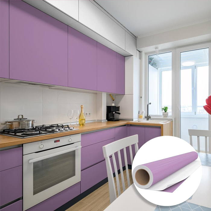 Rouleau adhésif décoratif Vinyle au Mètre - Lilas - Sticker Lavable Imperméable Mur Cuisine Meubles