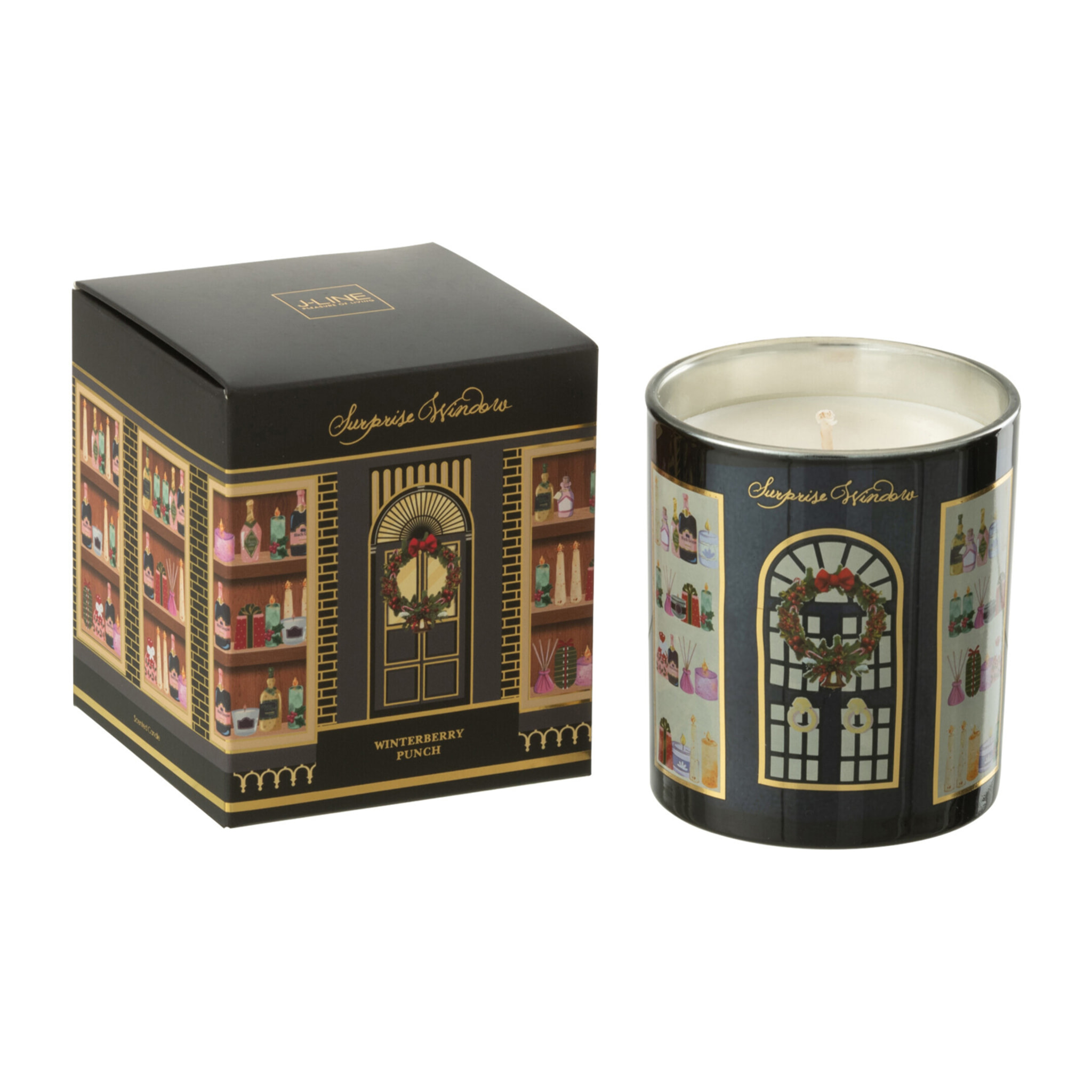 J-Line bougie parfumée Surprise Window - verre - noir/mix