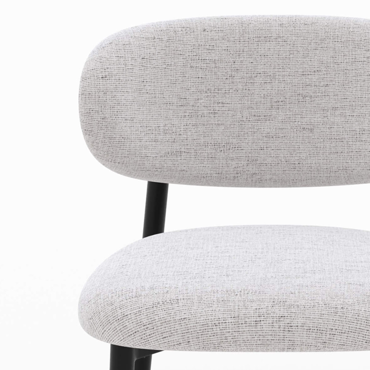 Lot de 2 chaises en tissu gris clair chiné et pieds en métal noir - Nao