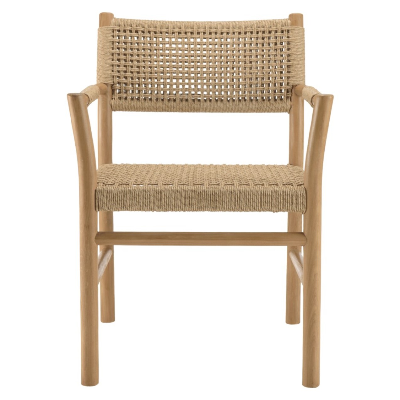 VALERIA - Lot de 2 fauteuils jardin accoudoirs teck rotin synthétique beige