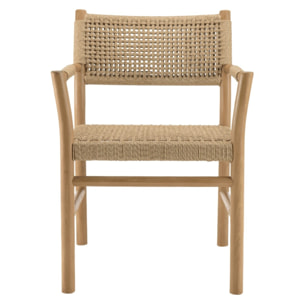 VALERIA - Lot de 2 fauteuils jardin accoudoirs teck rotin synthétique beige