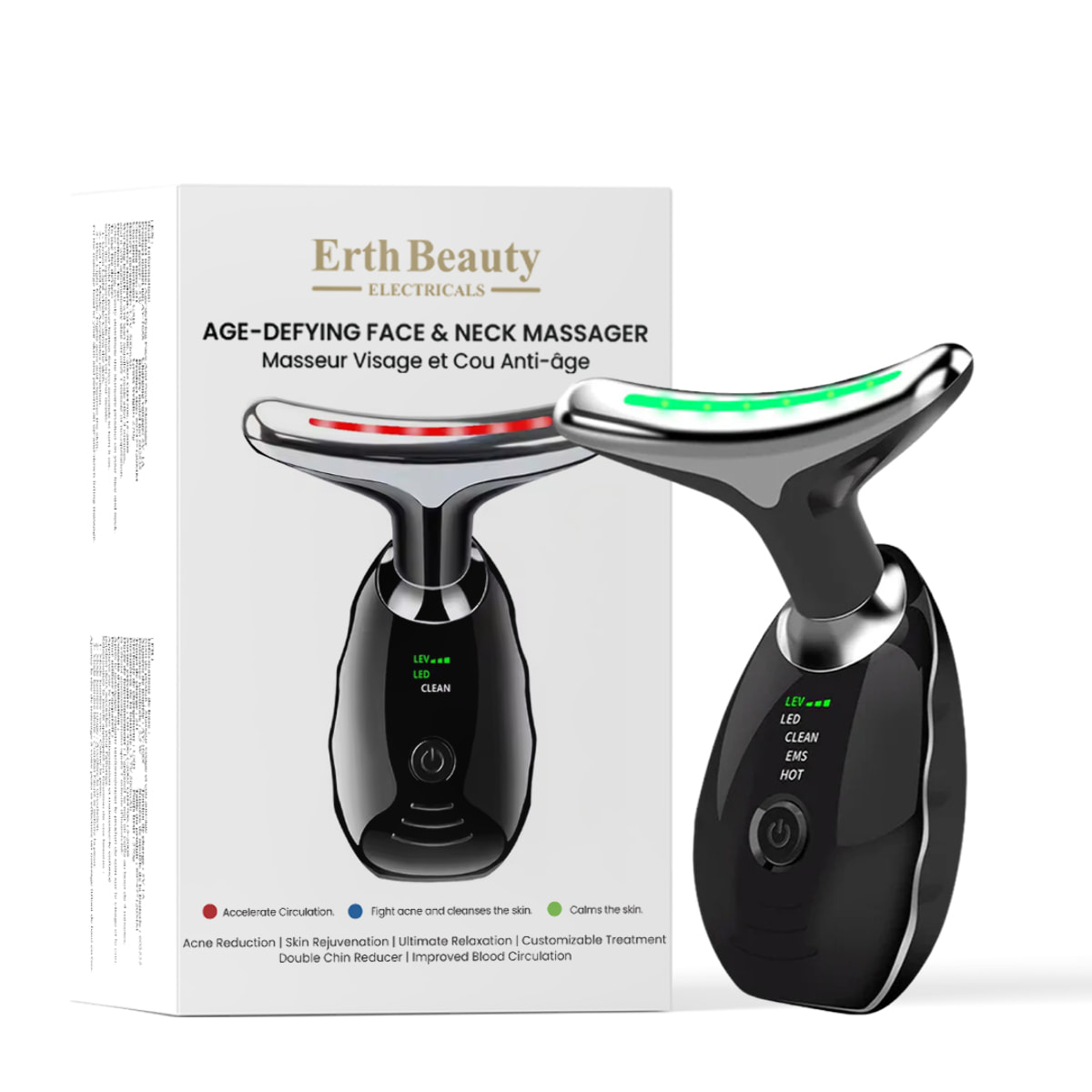 Masajeador antiedad para rostro y cuello – Negro