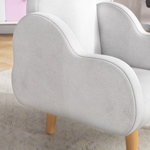 Sillón para Niños Sillón Infantil Diseño de Nube con Tacto Súper Suave y 4 Patas para Niños de 1,5-5 Años Carga 40 kg 46x51x55 cm Blanco