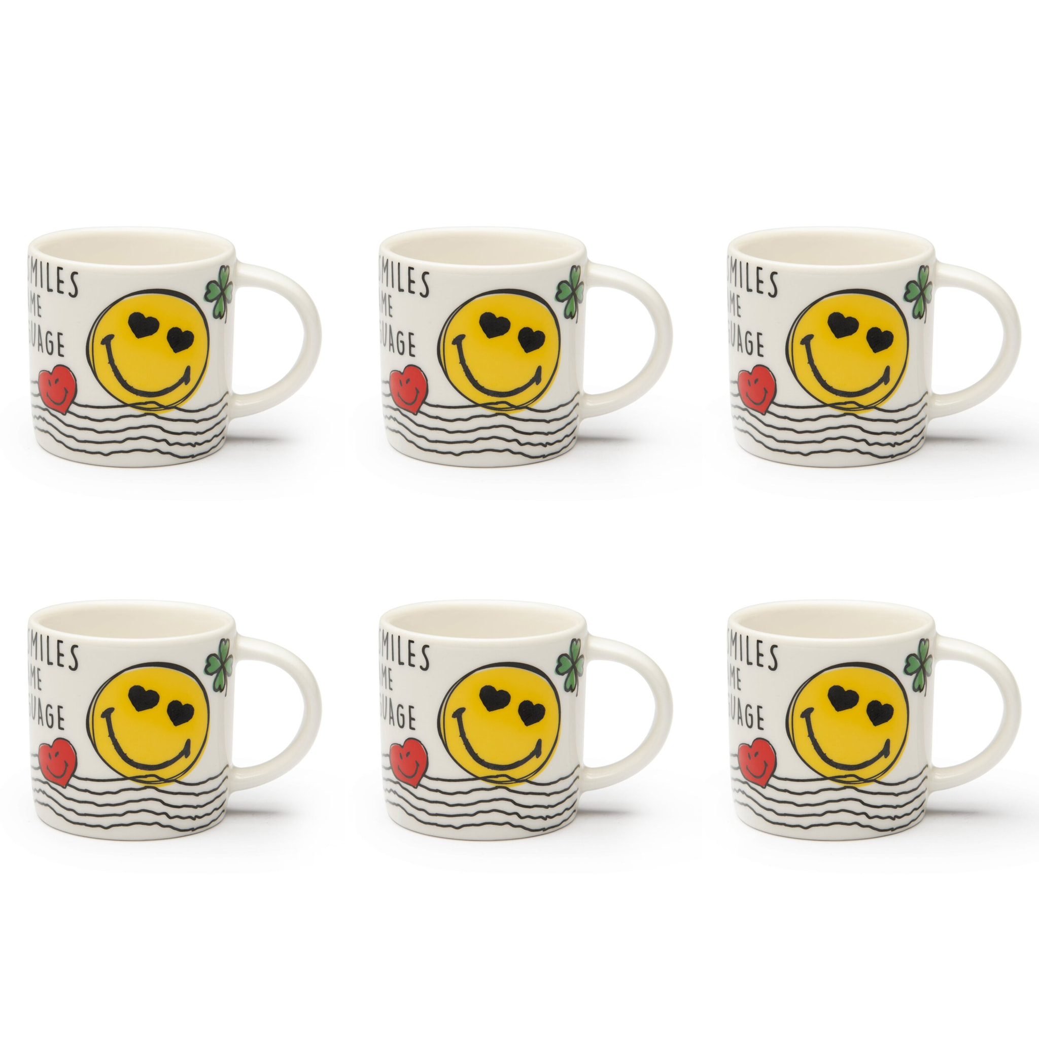 Set de 6 Tasses à Café Excelsa – Smiley World, New Bone China Multicolore