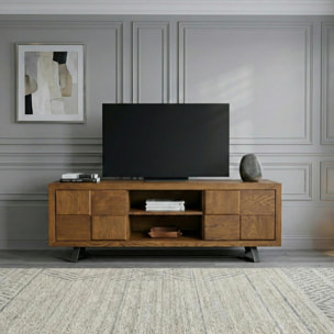 Meuble TV en bois motif damier 150 cm OKA
