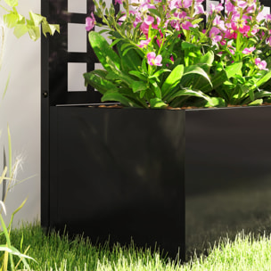Jardinière treillis haut design - dim. 89 x 40 x 178 cm - acier thermolaqué noir