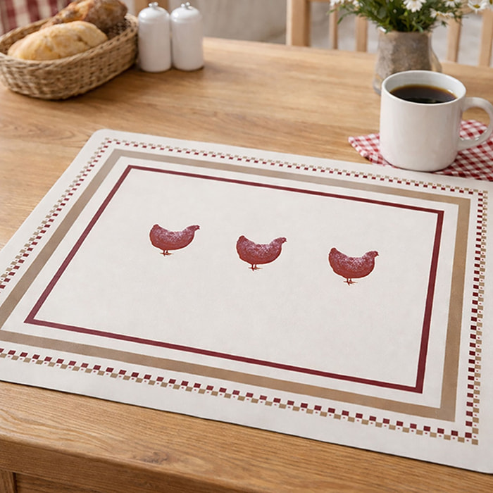 Lot 12 sets de table gallina 43.5x28.5cm en polypropylène