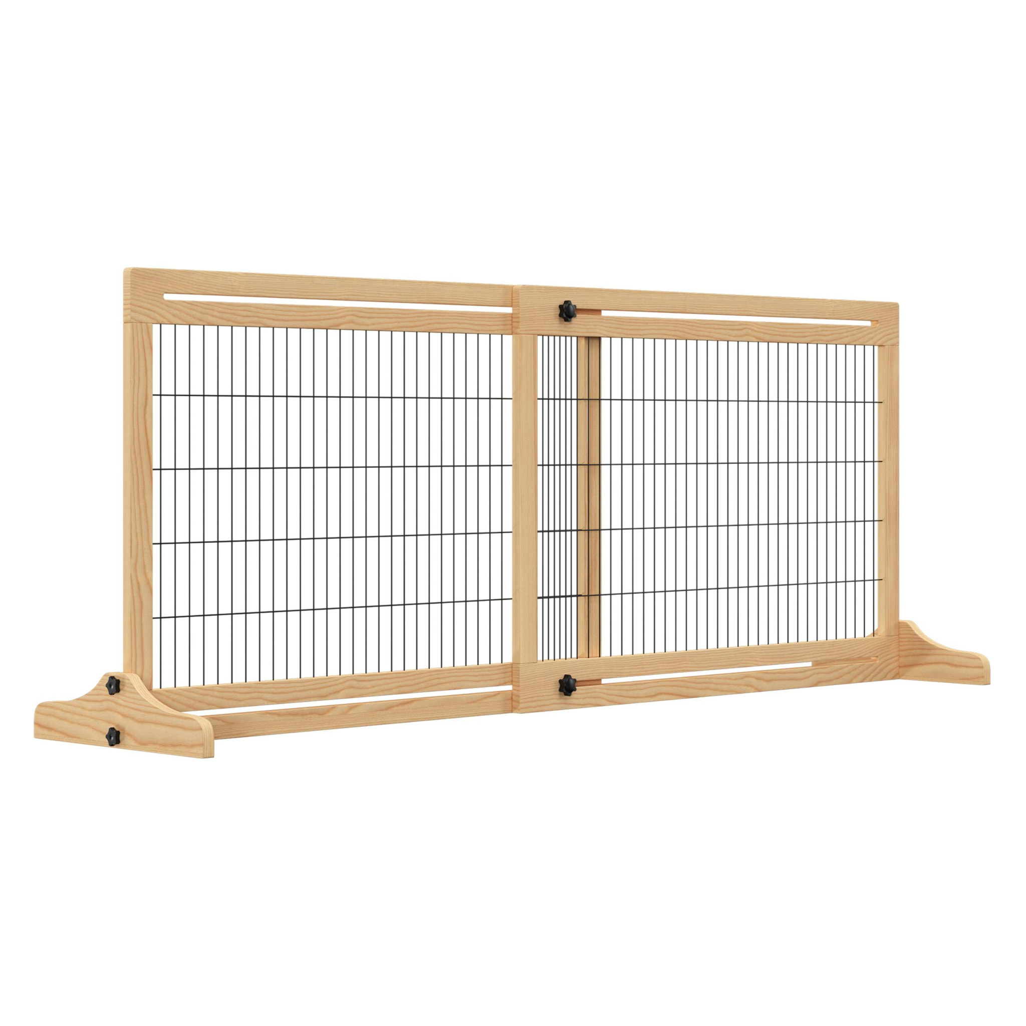 Barrera Seguridad Perrros de Madera Extensible 104-183cm Puerta Escalera Natural