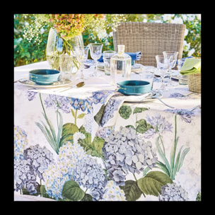 Nappe anti tache lin & coton imprimé Jardin de bretagne bleu